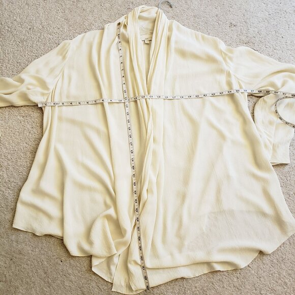 J. Jill Cream Longline Rayon Crepe Relaxed Fit Cardigan Waterfall Front XL EUC - Picture 5 of 7